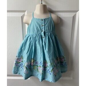 Izaac Mirahi 12 Month Sea Turtle Sundress in Teal Blue Button Front Lined Beach
